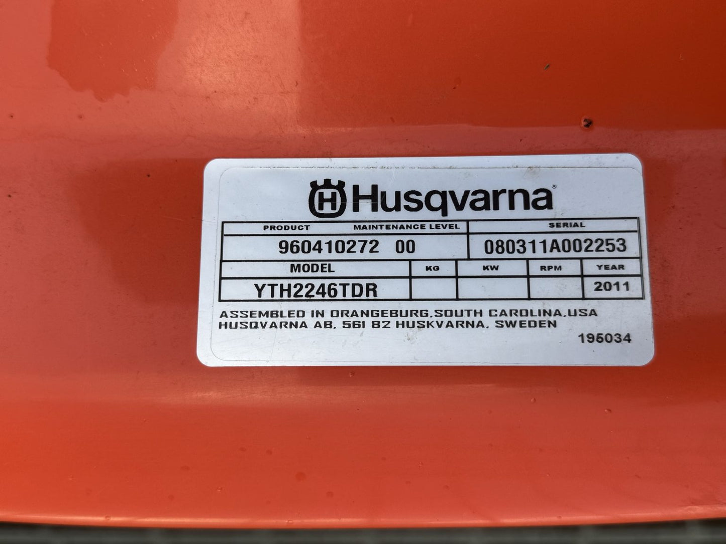 Second Hand - Husqvarna YTH2246TDR Ride-On Mower