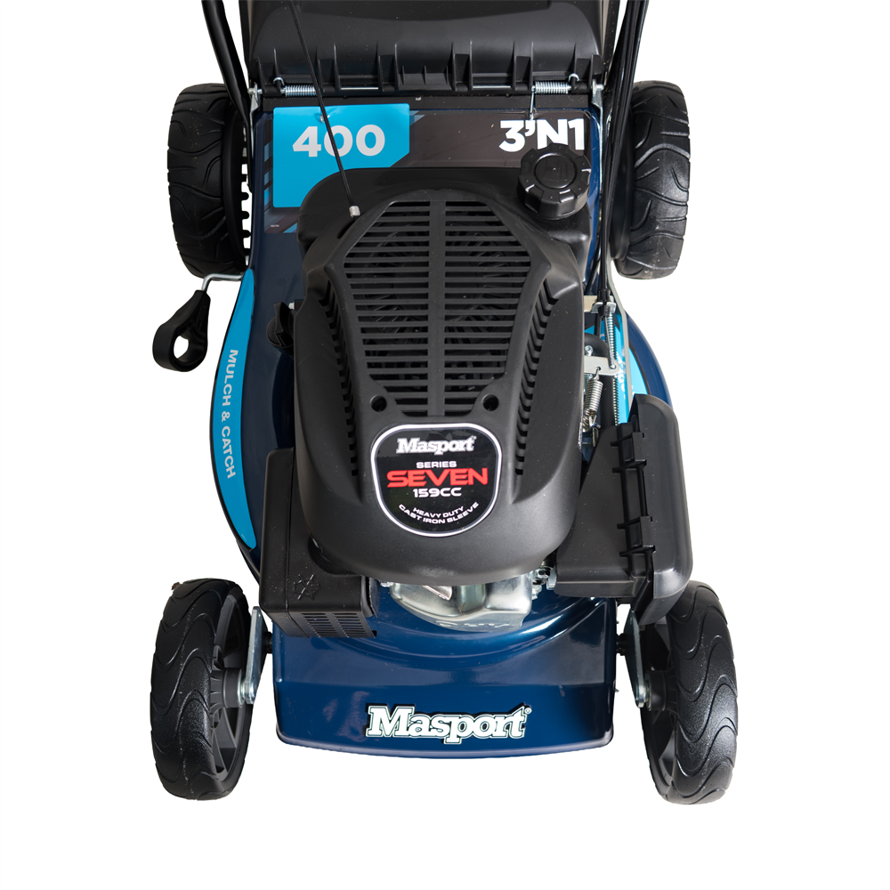 Masport 400 ST 3'n1 Self Propelled Petrol Lawnmower 18" Heavy Duty Steel Chassis