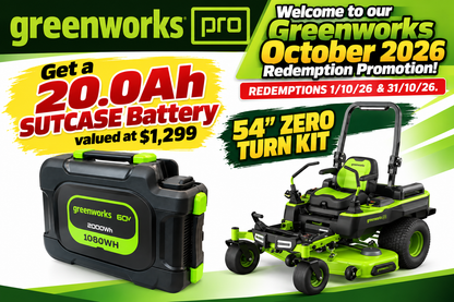 Greenworks 60V 54" MaximusZ Mower Kit + Get a bonus 20.0Ah SUTCASE Battery valued at $1,299