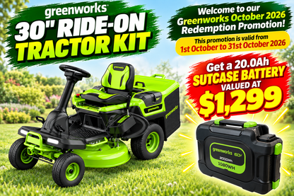 Greenworks 60V 30in Mini Ride On Mower Kit - Get a bonus 20.0Ah SUTCASE Battery valued at $1,299