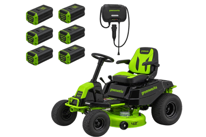 Greenworks 60V 42in Ride On Mower Kit + BONUS 6 x 6.0Ah Batteries