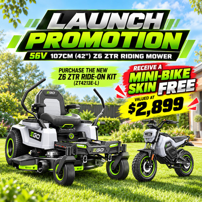 POWER+ 107cm (42") Z6 Zero Turn Riding Mower (5 x 6.0Ah)