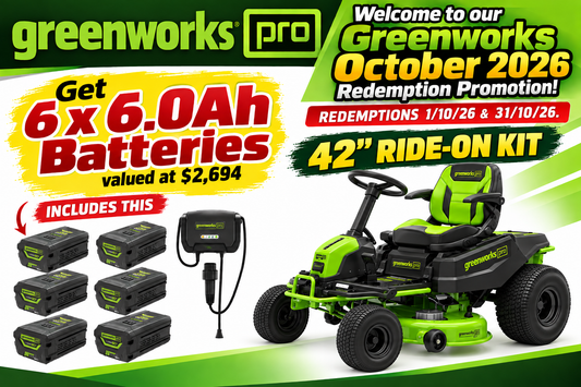 Greenworks 60V 42in Ride On Mower Kit + Get a bonus 6 x 6.0Ah Batteries valued at $2,694