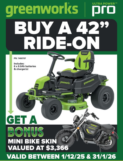 Greenworks 60V 42in Ride On Mower Kit