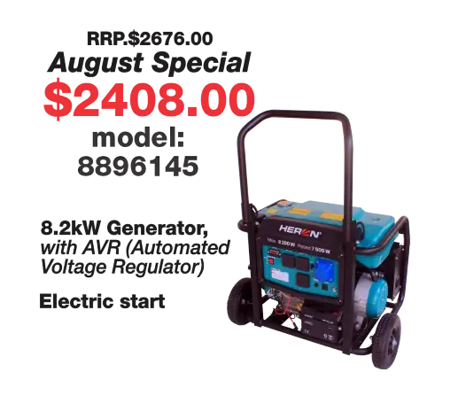Heron 8.2kW Petrol Generator with Zero Gravity Frame