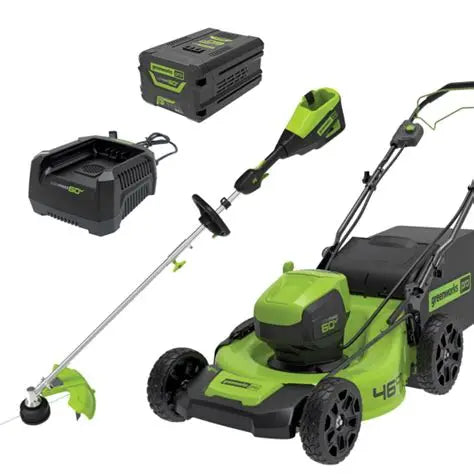 Greenworks 60V 18" Mower, Trimmer Kit