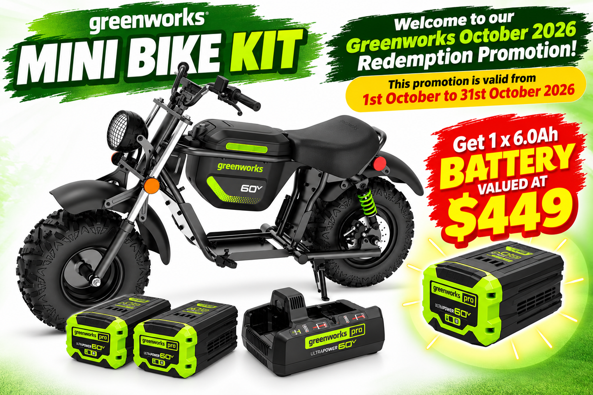 Greenworks OVC912 Mini Bike Kit-Get 1 x 6.0Ah Battery valued at $449