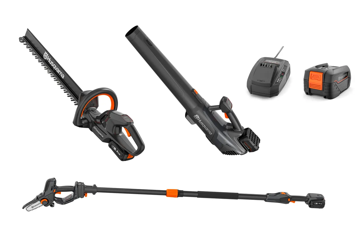 Husqvarna Aspire™ Hedge Trimmer + Blower + Pole Pruner Bundle With Battery and Charger